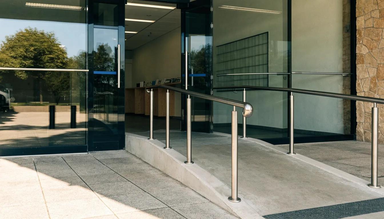 Interior de una oficina de atención al ciudadano en España, con ventanillas de servicio y un pasillo amplio en luz natural